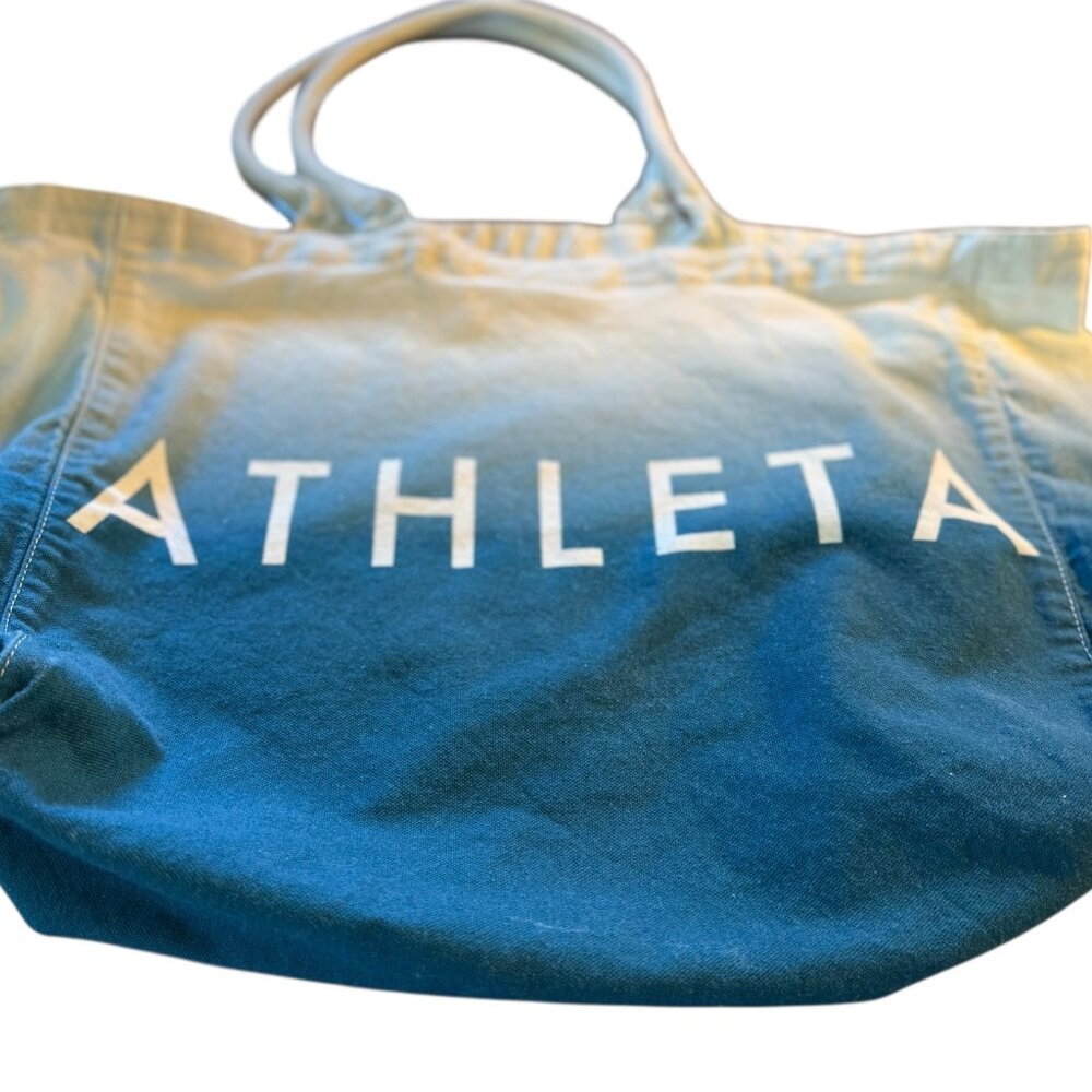 ATHLETA Canvas Tote Bag Beach Groceries Reusable Cotton Canvas, Large